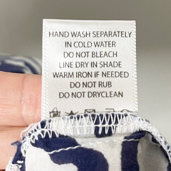 Roberta Roller Rabbit Women's Mouffa Shirt Dress M Blue White Print Long Sleeve - Picture 12 of 12